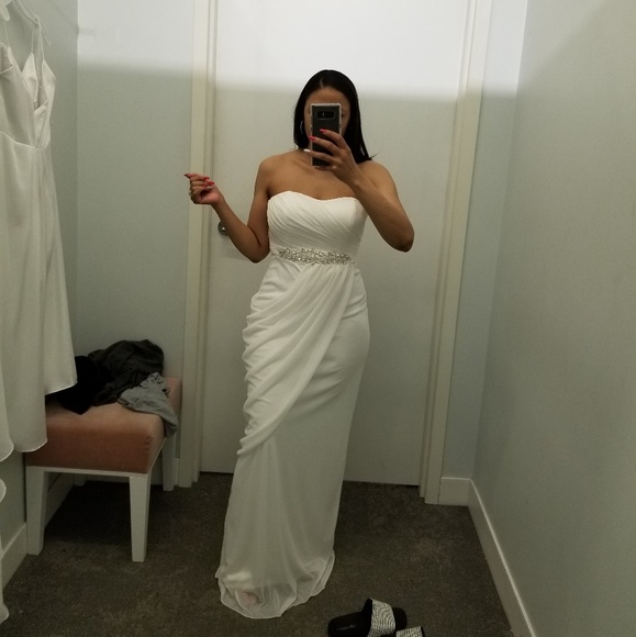 Sheath Wedding Dress with Beading and Side Drape - Picture 3 of 4